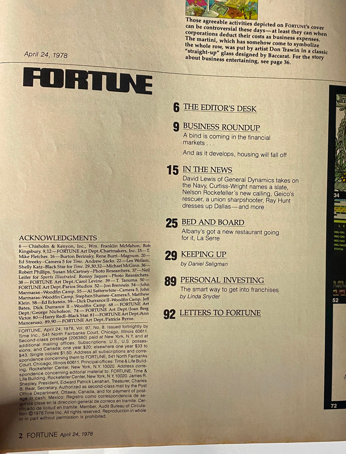 Fortune Magazine April 24, 1978 The Demagogy About Business Entertaining