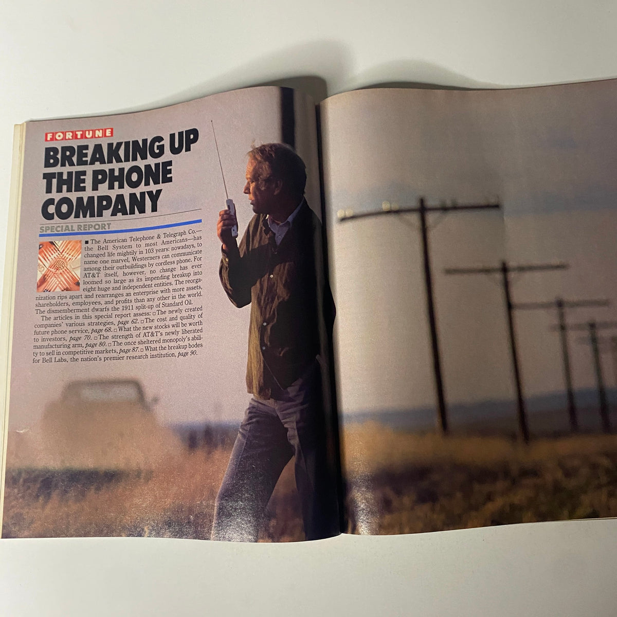Fortune Magazine June 27, 1983, page featuring the special report 'Breaking Up The Phone Company', highlighting changes in the telecommunications industry.