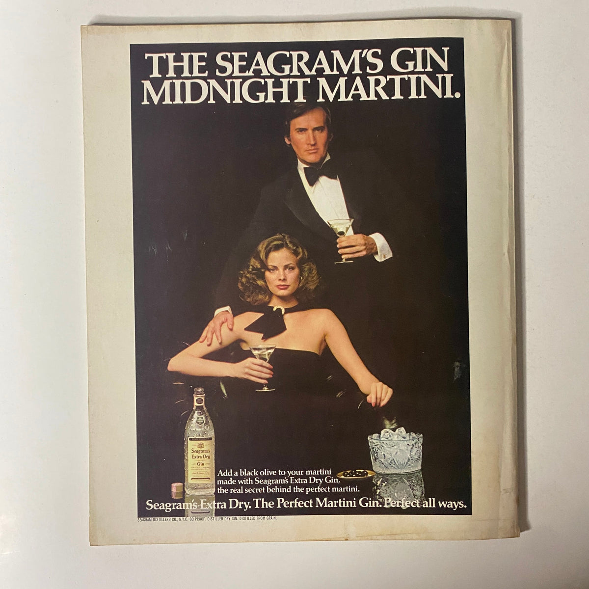 Fortune Magazine April 10, 1978 advertisement for Seagram's Gin featuring a couple enjoying martinis, highlighting cocktail culture during the late 1970s.