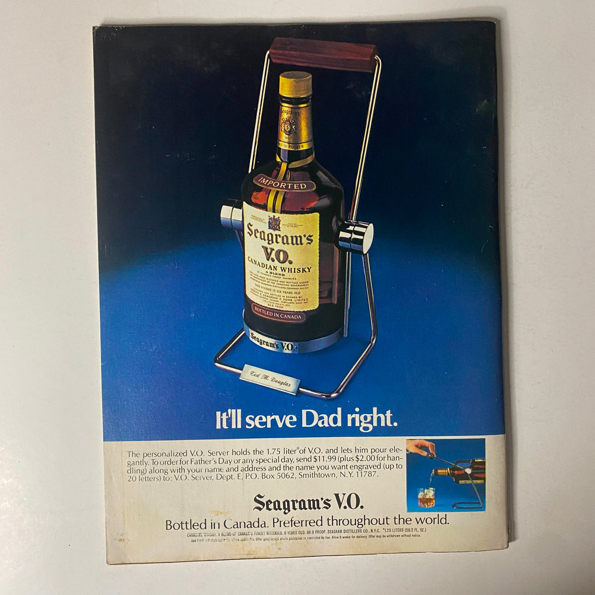 Advertisement page from Esquire Magazine, May 9, 1978 featuring Seagram's V.O. Canadian whisky, emphasizing its gifting appeal for Father's Day.