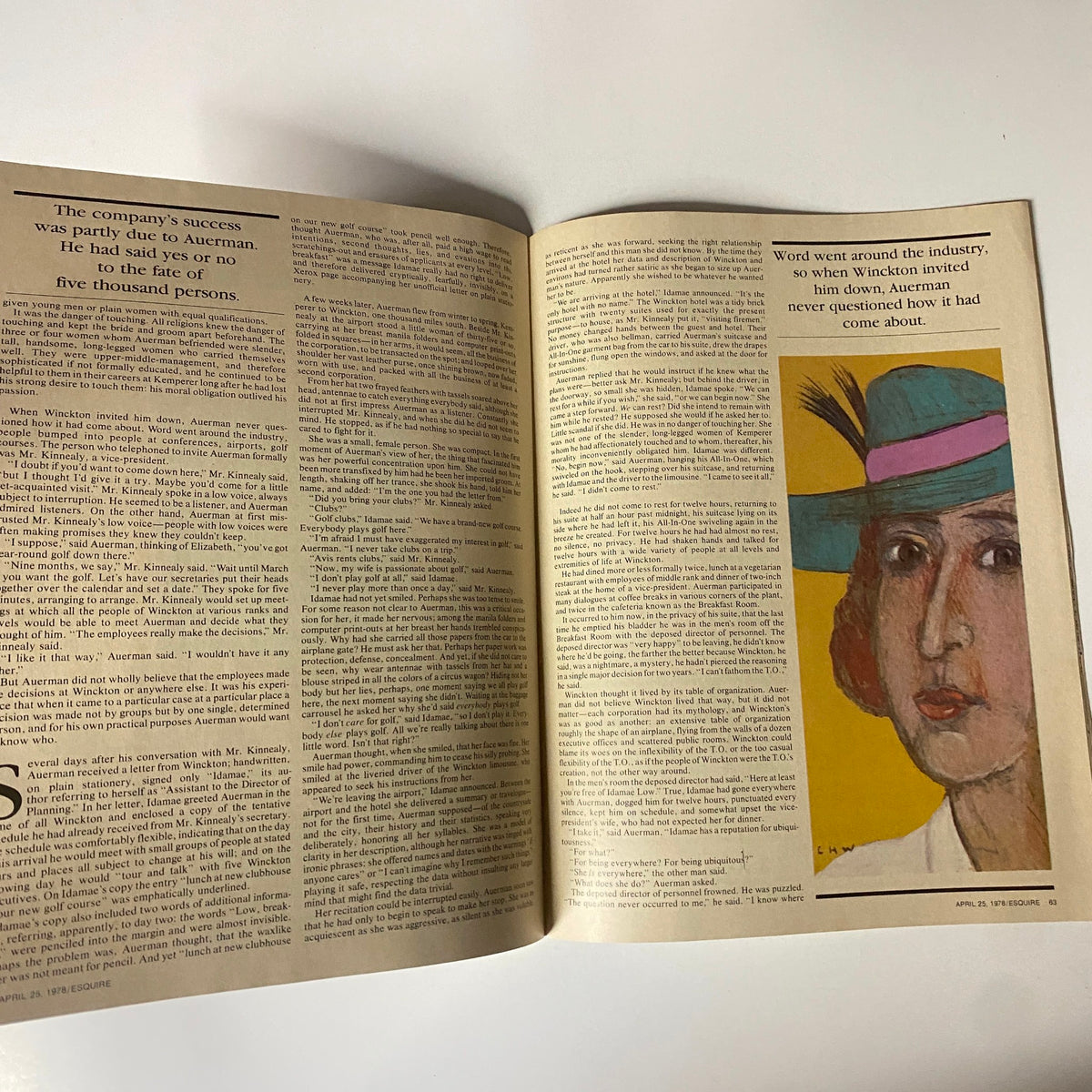 A page from Esquire Magazine April 25, 1978, showcasing an article with text and an illustration, reflecting the magazine's vintage style.