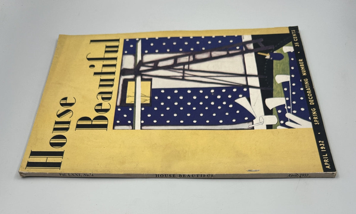 Cover of House Beautiful Magazine, April 1932, featuring a vibrant spring decorating theme and bold colors.