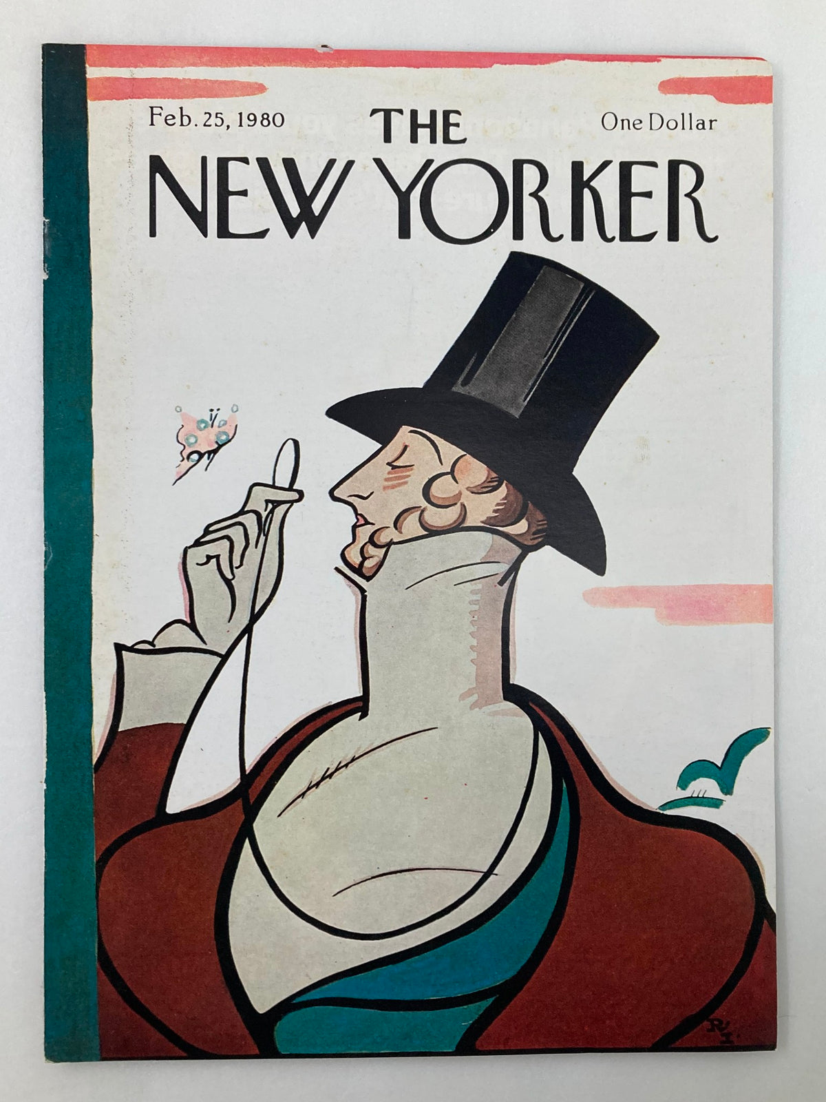 The New Yorker February 25, 1980, cover art with Eustace Tilley by Rea Irvin, emphasizing the artistic design and historical significance of this classic magazine cover.