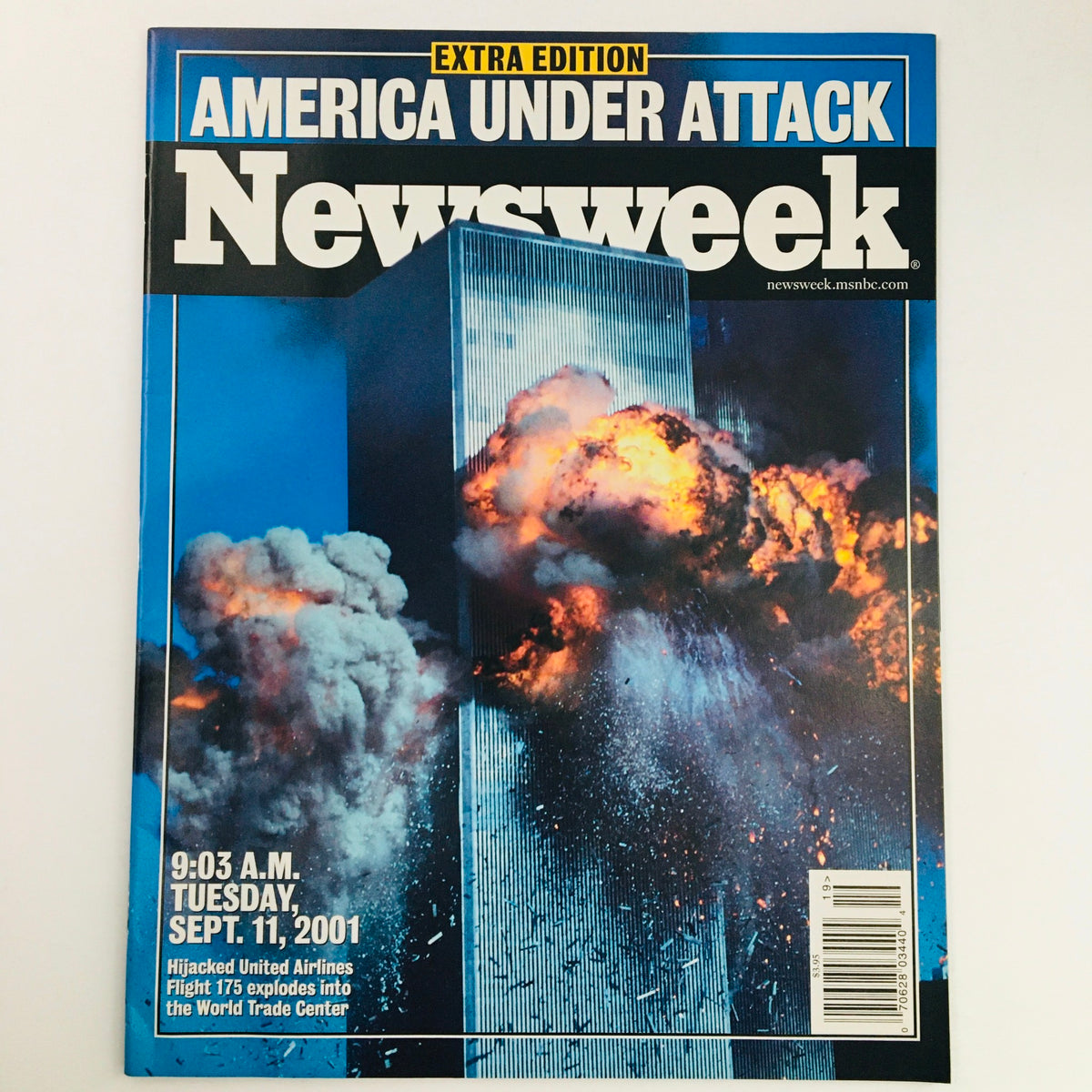 Newsweek Magazine September 11 2001 featuring the cover titled 'America Under Attack' showcasing the explosion at the World Trade Center.