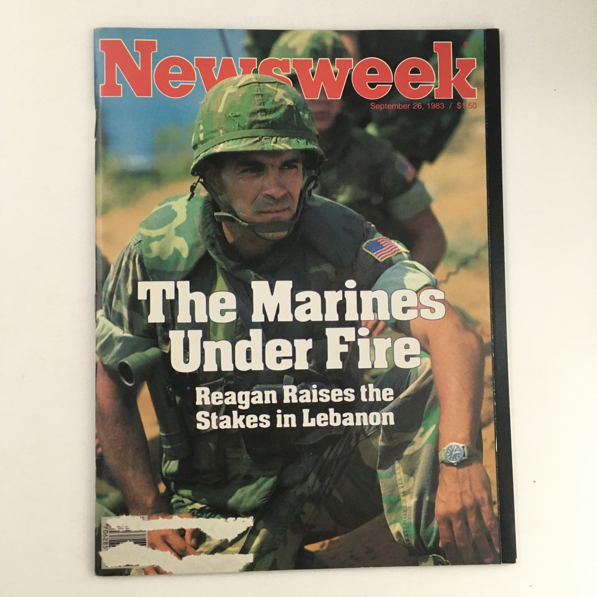 Newsweek Magazine September 26, 1983 cover featuring 'The Marines Under Fire' and a relevant discussion on Reagan and the stakes in Lebanon.