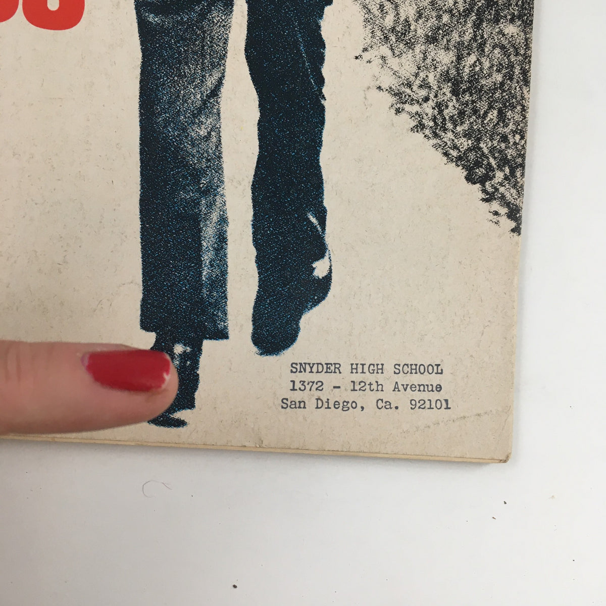 Close-up of the Newsweek Magazine from June 17, 1974, emphasizing the title 'Nixon' and displaying a label at the bottom with the address 'Snyder High School, San Diego, CA'.
