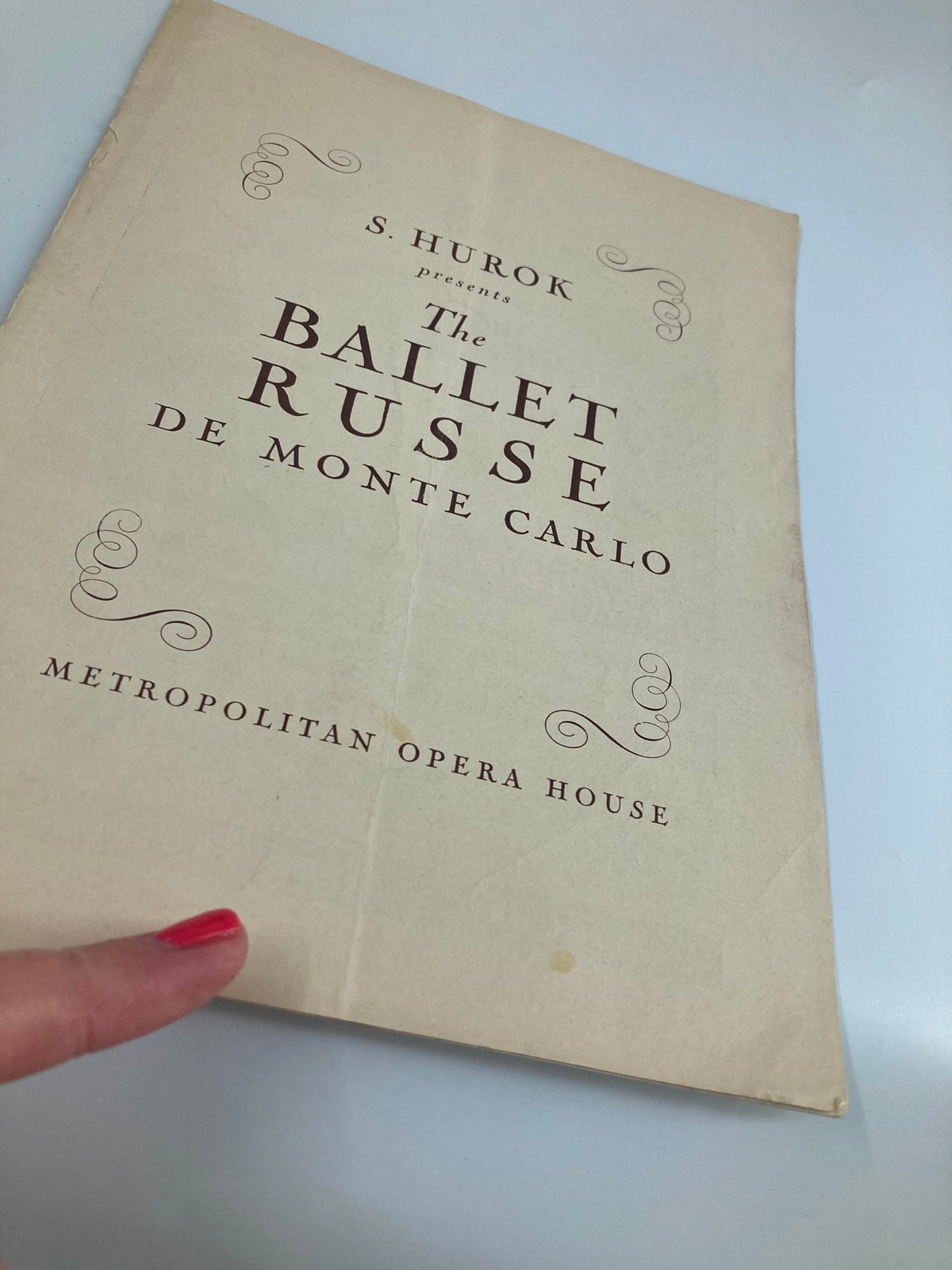 Another angle of the 1939 Metropolitan Opera House Playbill cover emphasizing the title 'The Ballet Russe de Monte Carlo' and featuring decorative elements.
