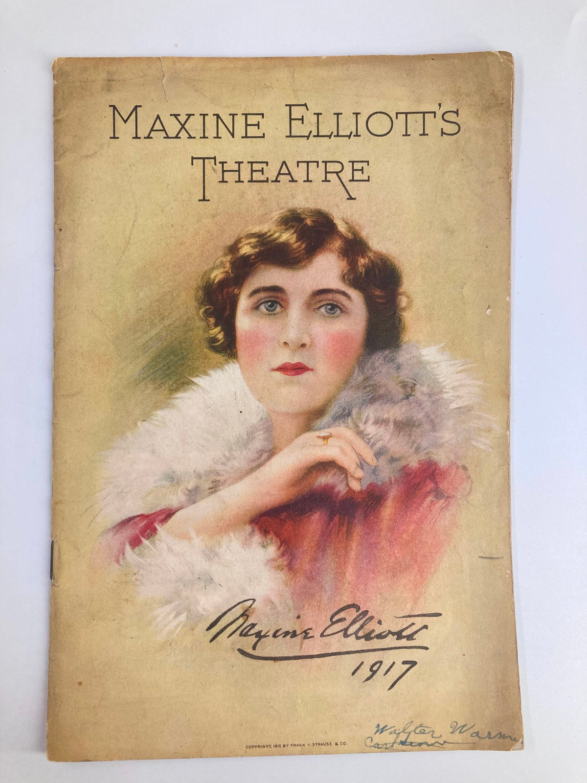 Front cover of the 1917 Playbill featuring Maxine Elliott's Theatre and Marjorie Rambeau in 'Eyes of Youth' by Max Marcin, showcasing a portrait of Marjorie Rambeau in vintage style.