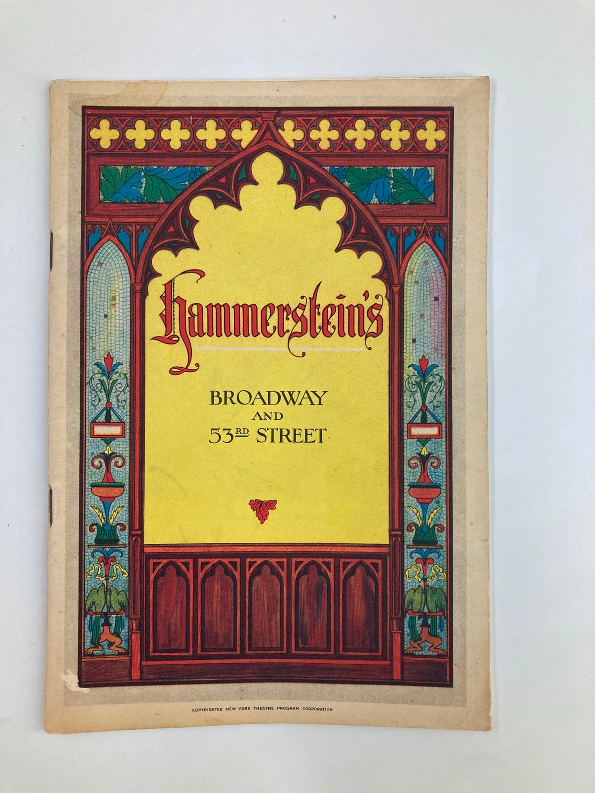 Cover of the 1930 Hammerstein's Theatre Playbill for "Sweet Adeline," featuring ornate Gothic architecture and decorative details.