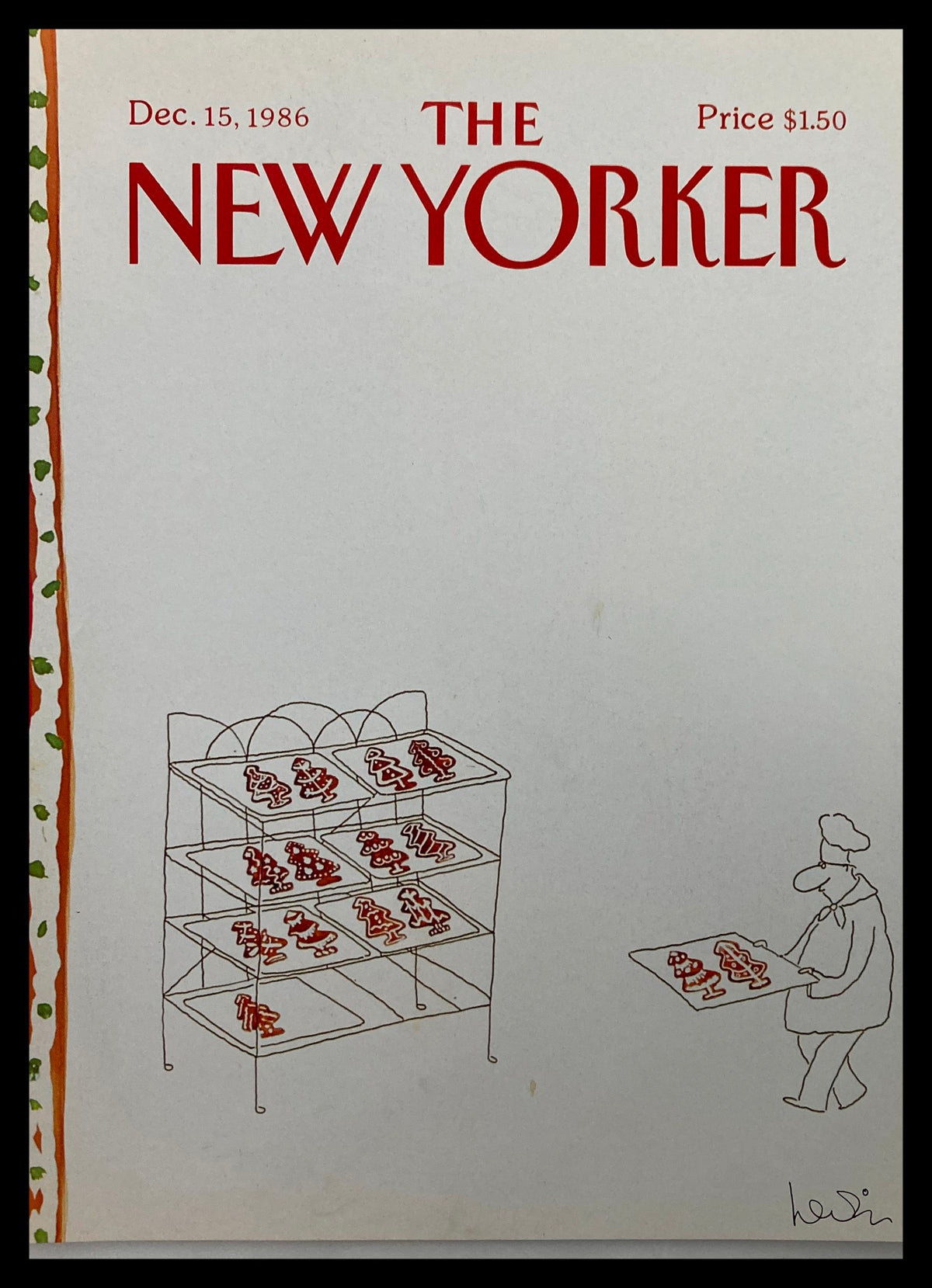 COVER ONLY The New Yorker December 15 1986 featuring the Candy Tree illustration by Heidi Goennel, displaying a whimsical bakery scene with decorated cookies on a rack.