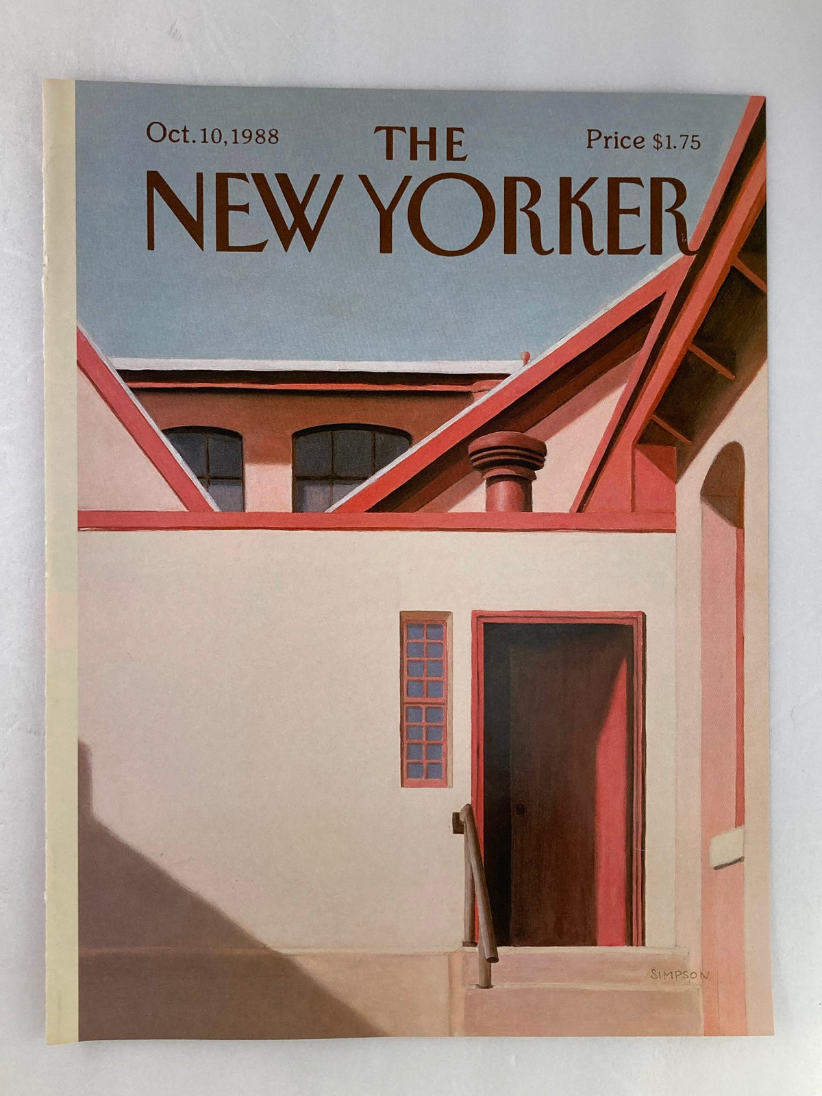 COVER ONLY The New Yorker October 10 1988 featuring Red Doors by Gretchen Simpson, illustrating a striking image of red doors, ideal for art and magazine collectors.