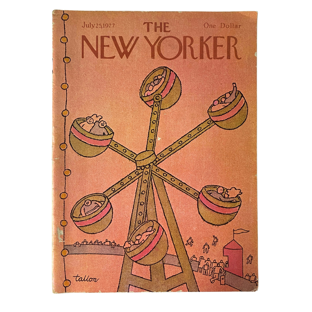 Cover of The New Yorker Full Magazine July 25, 1977, featuring a colorful Ferris wheel illustration by Robert Tallon, capturing the essence of vintage magazine art.