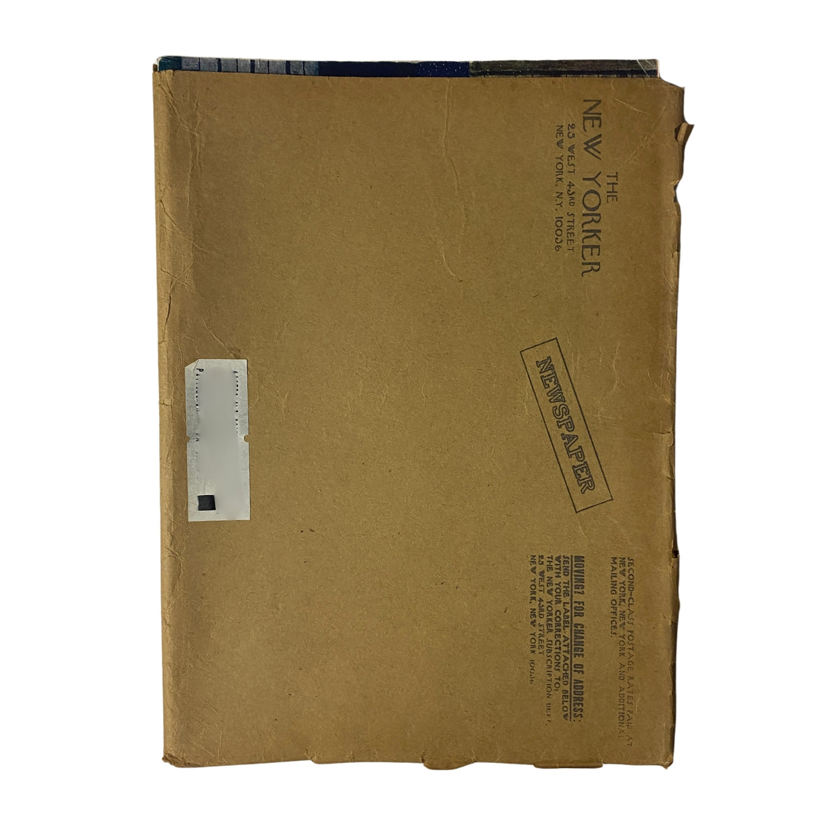 Back cover of The New Yorker Full Magazine December 19, 1977 displaying the newspaper subscription label and address.