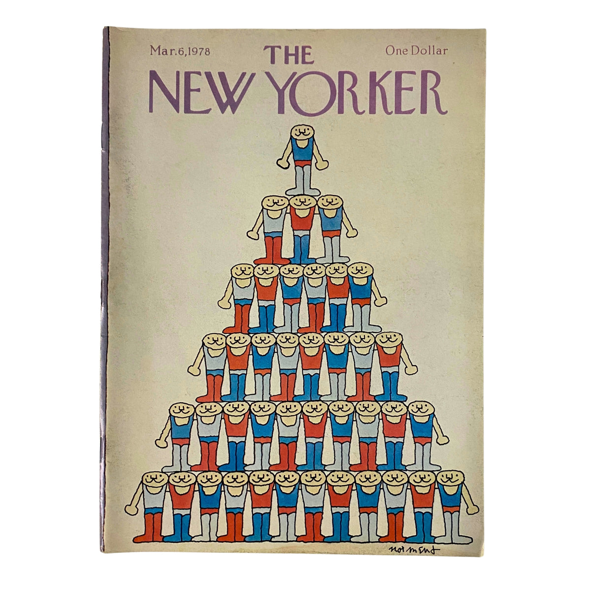 Cover of The New Yorker magazine dated March 6, 1978, featuring a whimsical illustration by John Norment with colorful characters arranging in a pyramid shape.