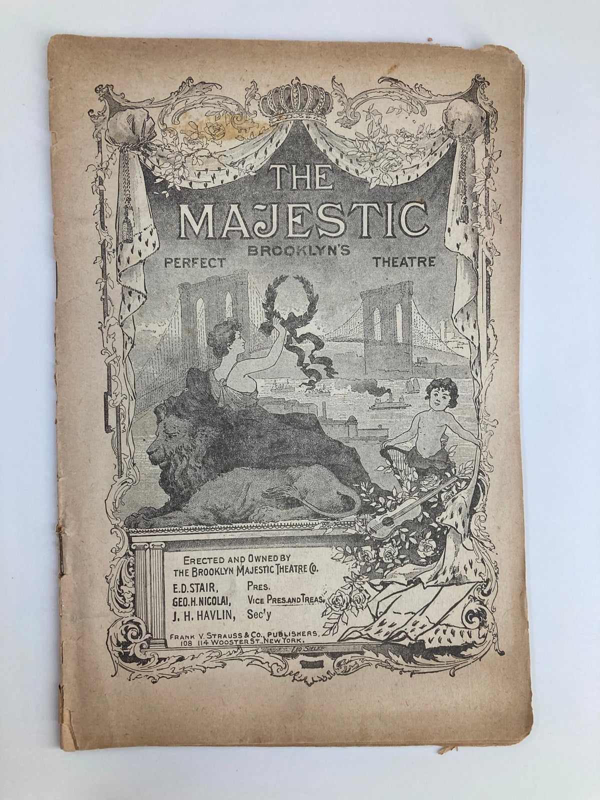 Cover of the 1917 The Majestic Theatre Alone At Last Score by Franz Lehar, featuring intricate illustrations and historical theater information.