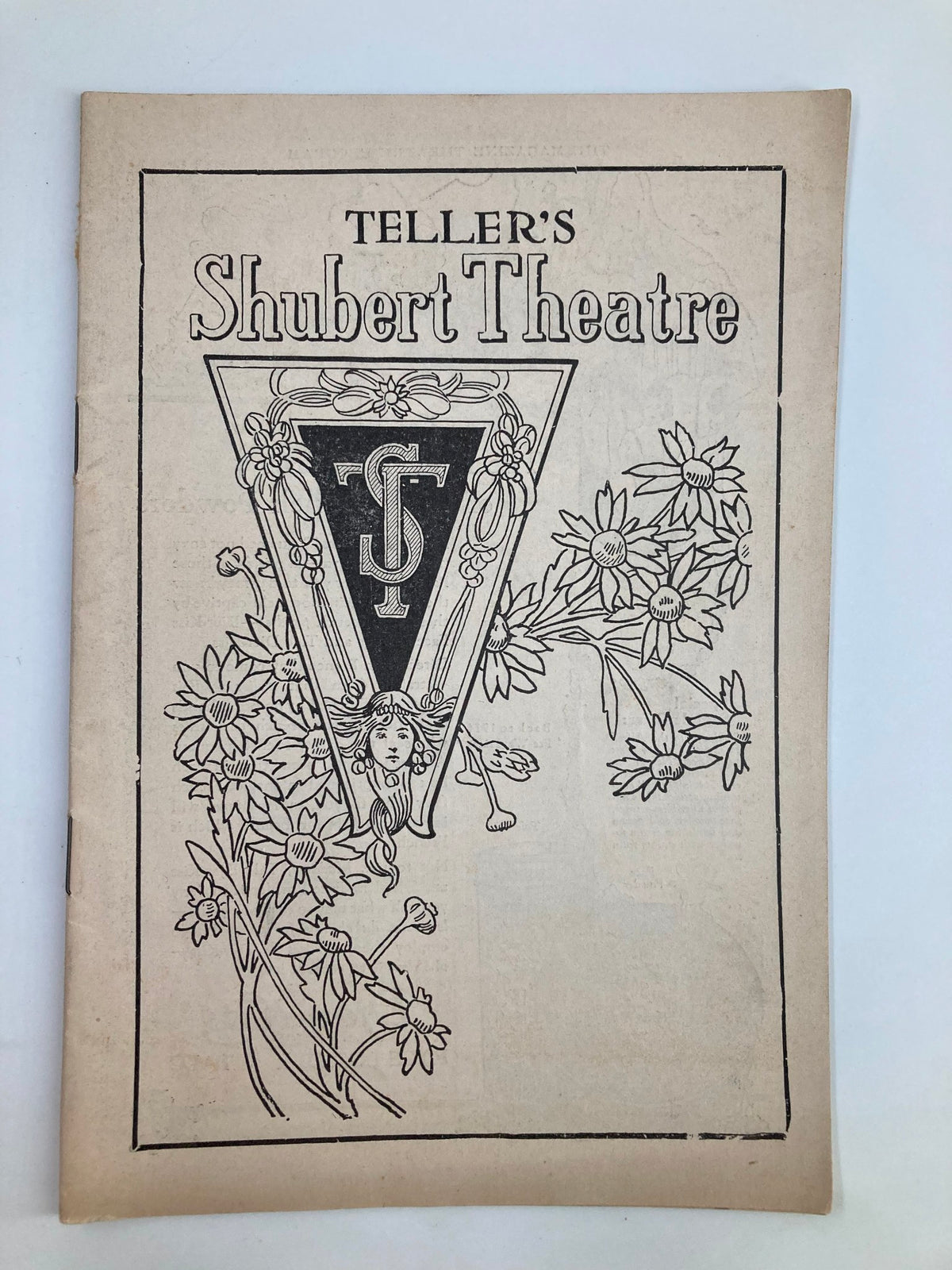 Cover of the 1921 Teller's Shubert Theatre Playbill featuring intricate floral designs and the theatre's name.