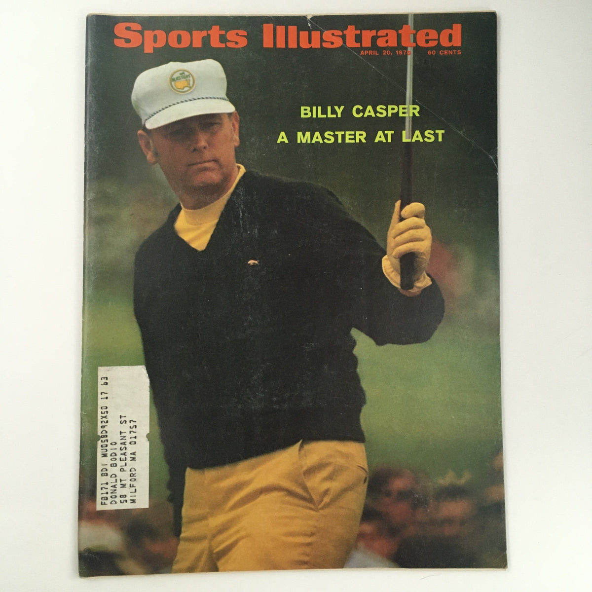 Sports Illustrated Magazine cover from April 20, 1970 featuring Billy Casper, titled 'A Master At Last'. The cover showcases Casper in a golf attire, highlighting his renowned status in the golf world.