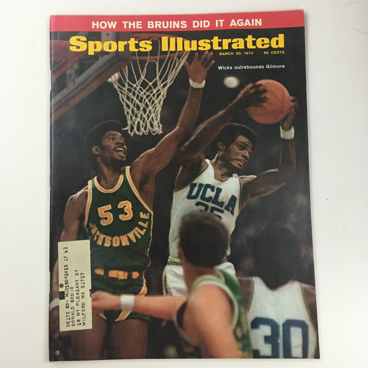Sports Illustrated Magazine March 30 1970 featuring Artis Gilmore and Sidney Wicks on the cover, showcasing basketball action during a notable era in sports history.