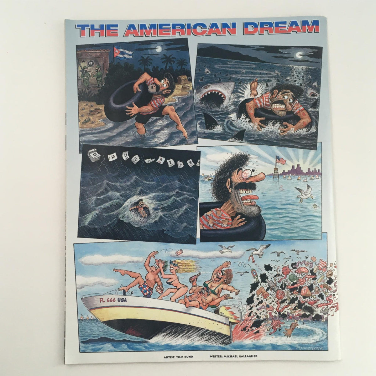 Back cover of Mad Magazine August 2000 No. 396 titled 'The American Dream', displaying a cartoon collage featuring various humorous scenarios and characters in a satirical take on American culture.