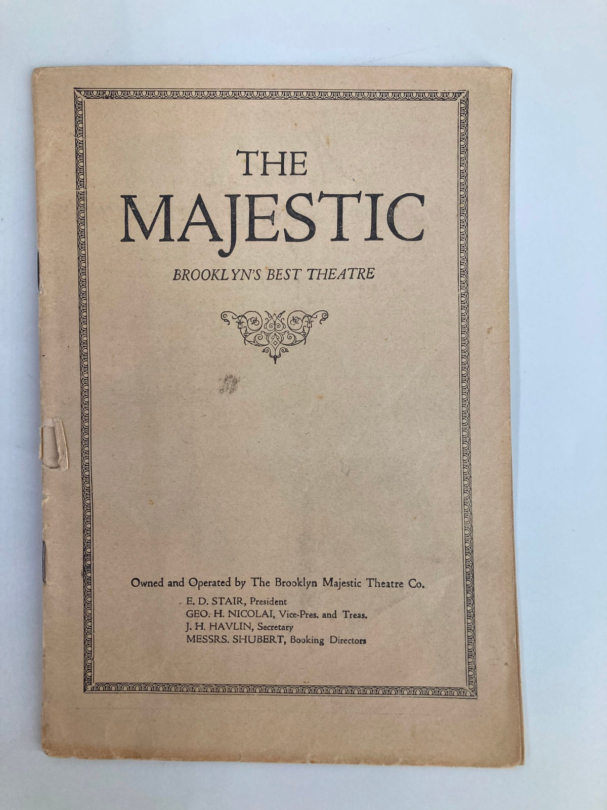Cover of the 1925 Majestic Theatre Playbill featuring Jane Cowl in Romeo and Juliet, showcasing the title 'The Majestic' and highlighting its significance in Brooklyn's theatrical history.