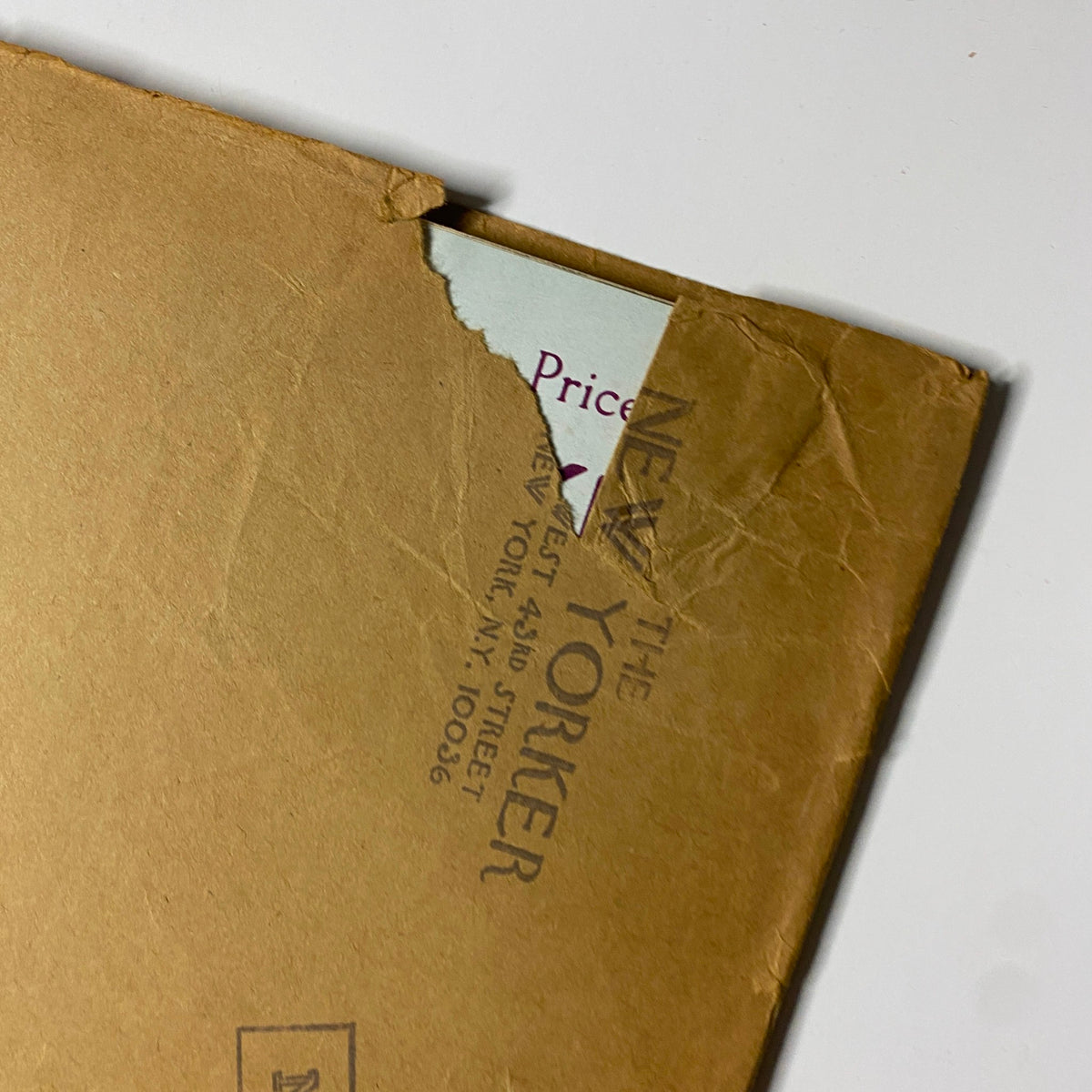 Close-up of the back cover of The New Yorker magazine July 19, 1976, displaying the magazine's postal details and wear.