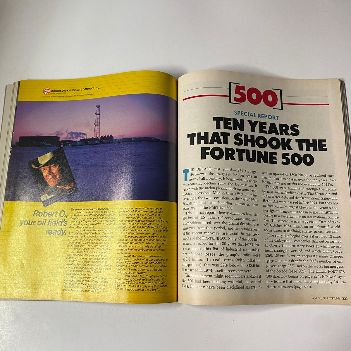 Fortune Magazine April 30, 1984 special report titled 'Ten Years That Shook The Fortune 500', examining significant corporate shifts and economic transformations during the 1970s and 1980s.