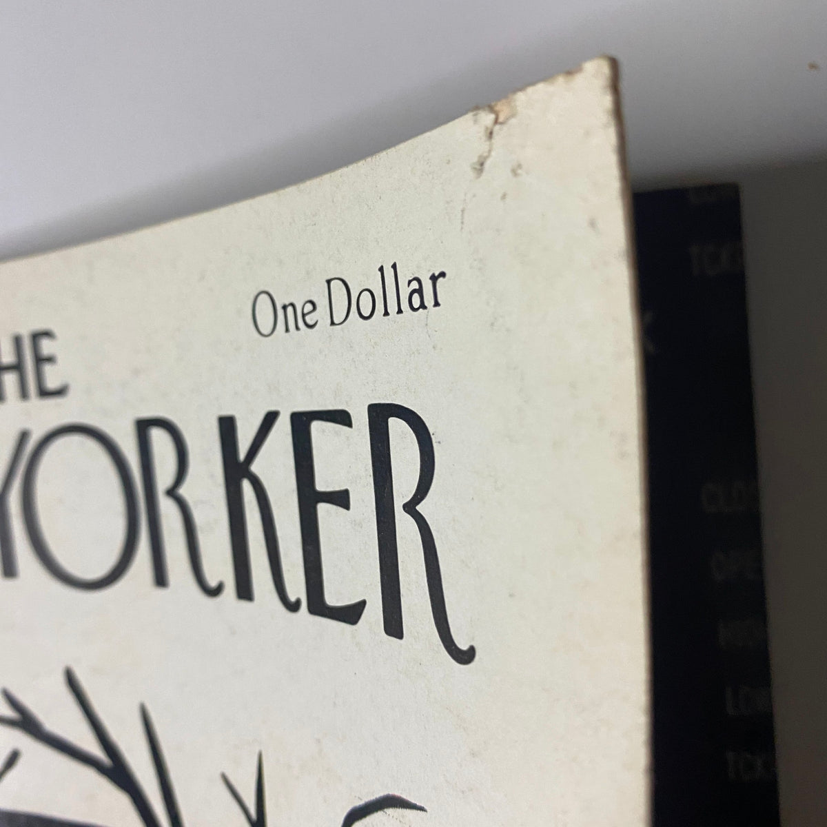 Close-up of the spine of The New Yorker magazine dated March 20, 1978, showing the publication price of one dollar along with part of the cover design.