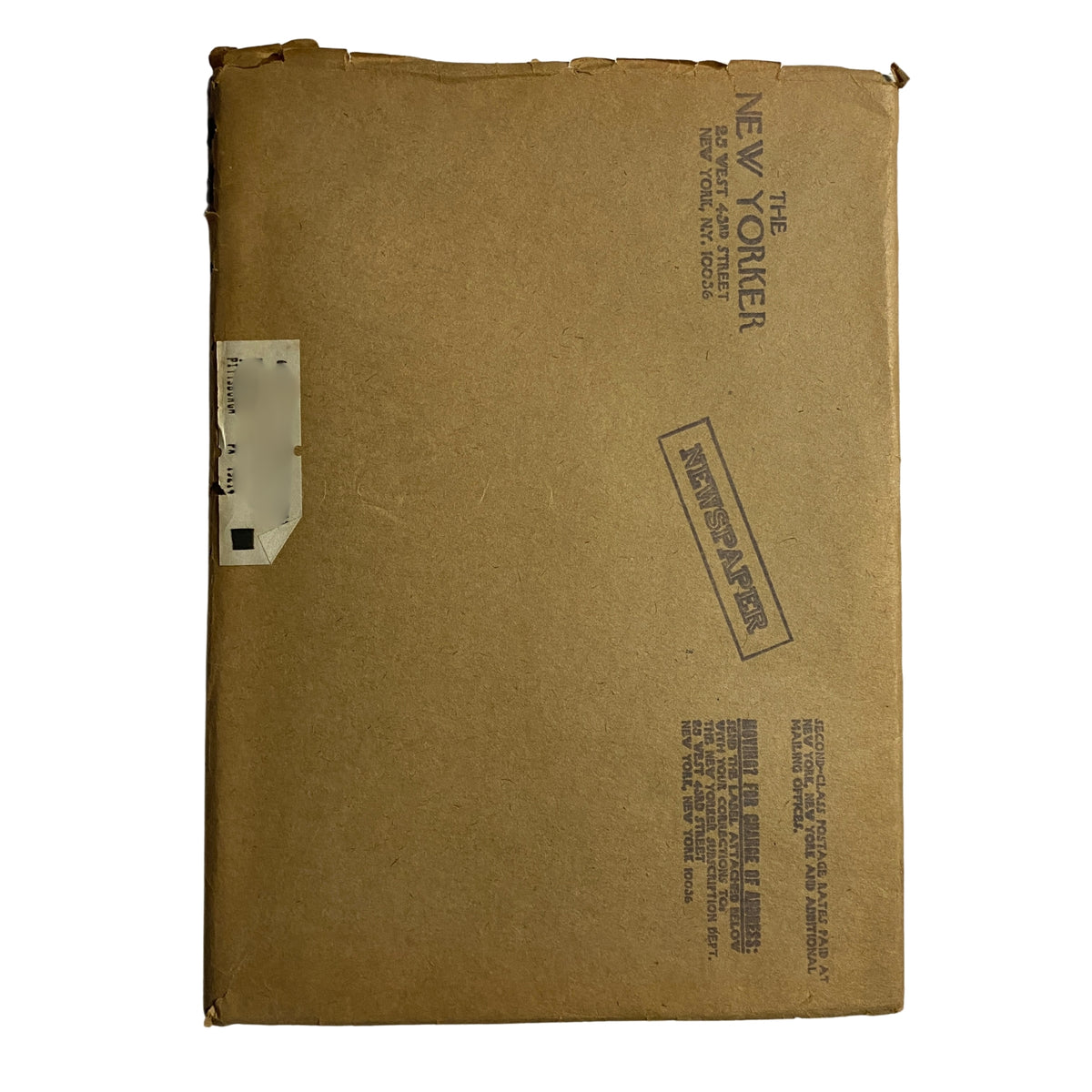 The back cover of The New Yorker Full Magazine April 7, 1975, featuring a plain design with printed details about the magazine's distribution and postal information.