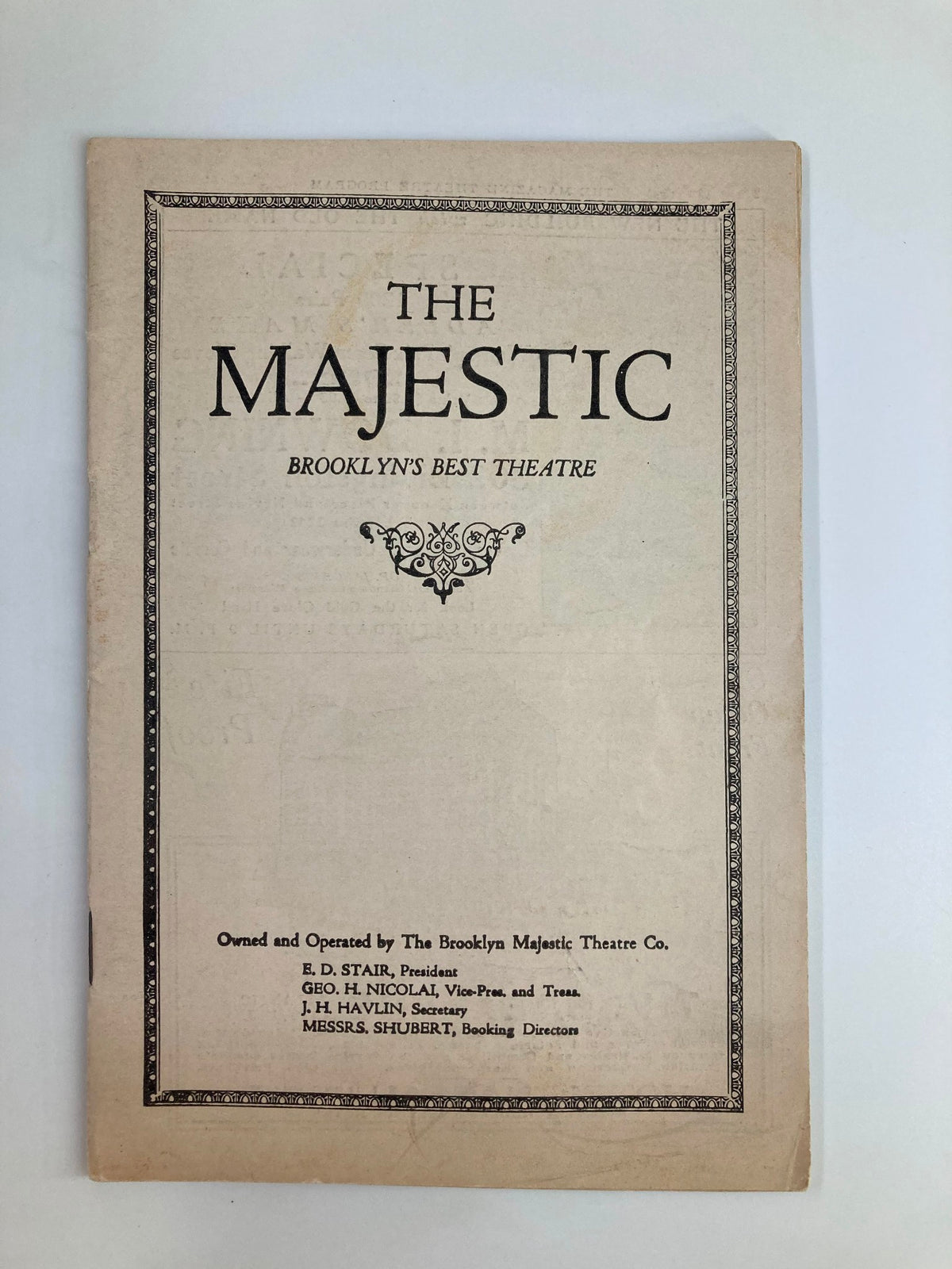 Front cover of the 1922 Majestic Theatre program featuring Charlotte Greenwood in Letty Pepper A Musical Comedy, highlighting Brooklyn's Best Theatre.