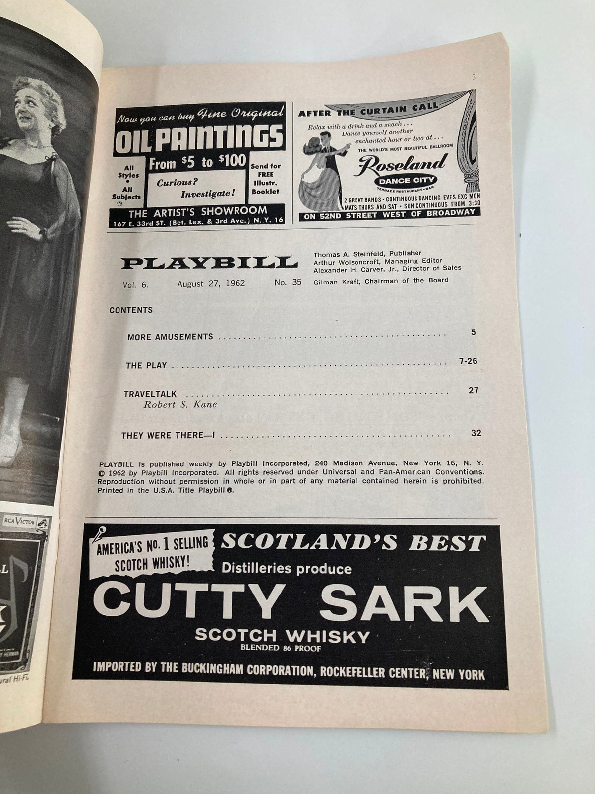 Vintage Playbill from Martin Beck Theatre featuring the 1962 performance of 'Milk and Honey', highlighting contents and advertisements from the era.