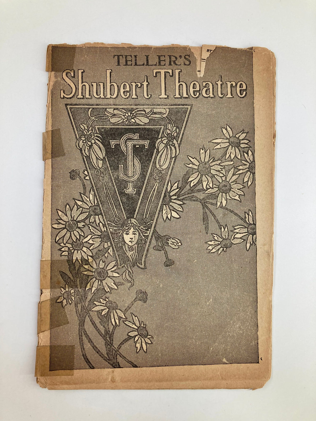Cover of the 1917 Teller's Shubert Theatre Playbill for 'Pollyanna: The Glad Play' by Catherine C. Cushing, showcasing floral designs and vintage typography.