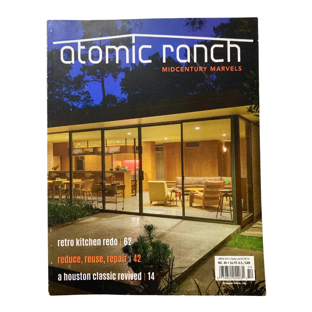 Atomic Ranch Magazine Winter 2015 edition showcasing mid-century modern architecture with a stylish cover featuring a beautifully designed home.