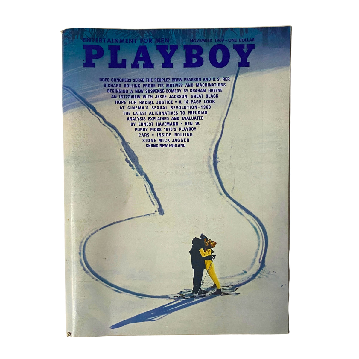 Cover of Playboy Magazine November 1969 featuring Claudia Jennings as Playmate of the Month, showcasing vintage style and design.