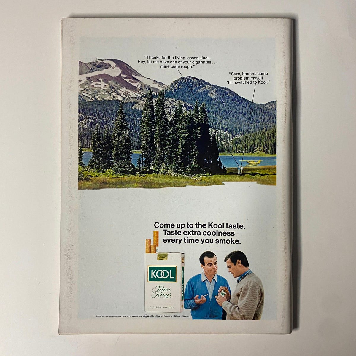 Back cover advertisement of Playboy Magazine March 1968 showcasing a Kool cigarette ad with scenic outdoor imagery.