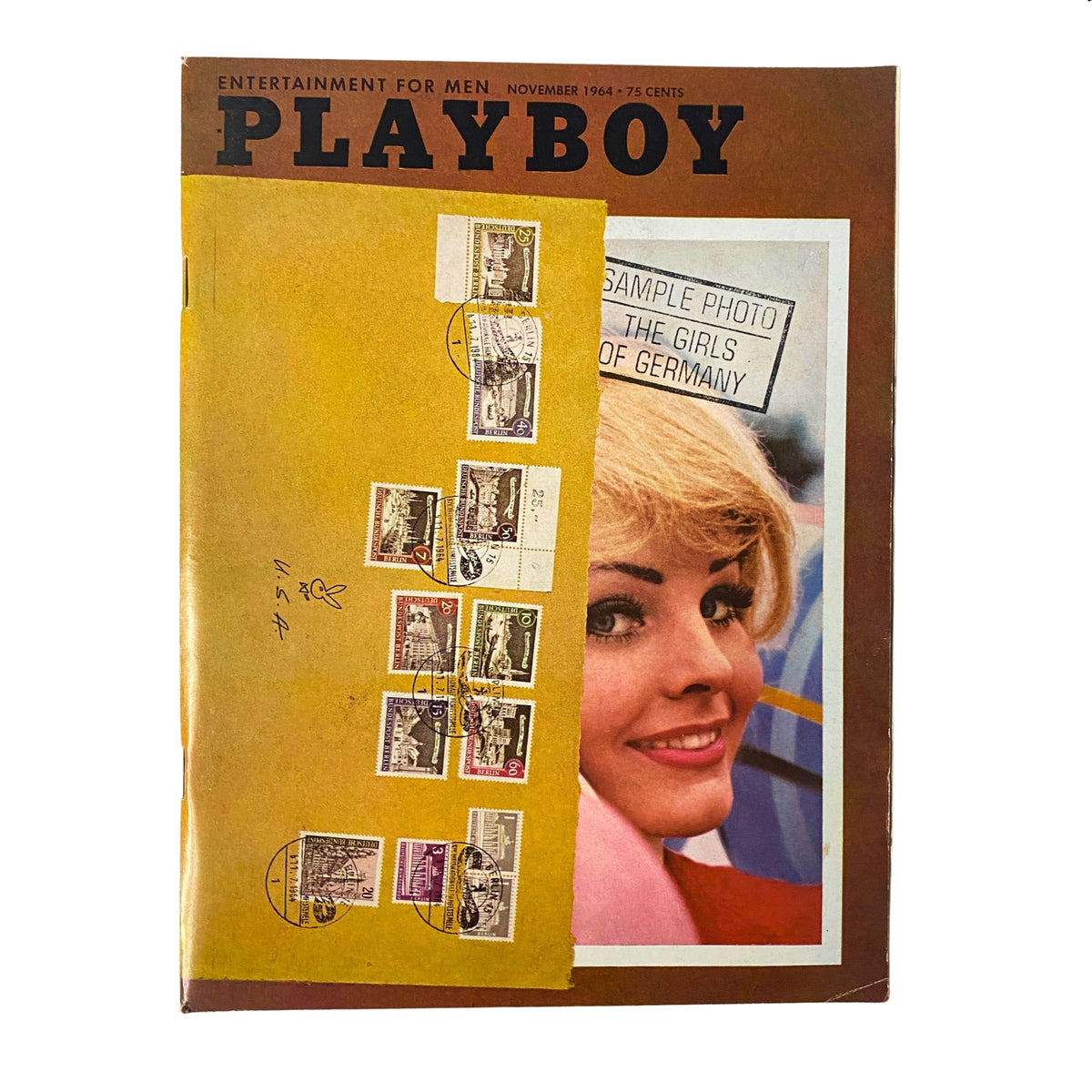 Cover of Playboy Magazine November 1964 featuring Playmate Kai Brendlinger with an envelope displaying postage stamps, indicative of the magazine's vintage appeal and collectible nature.