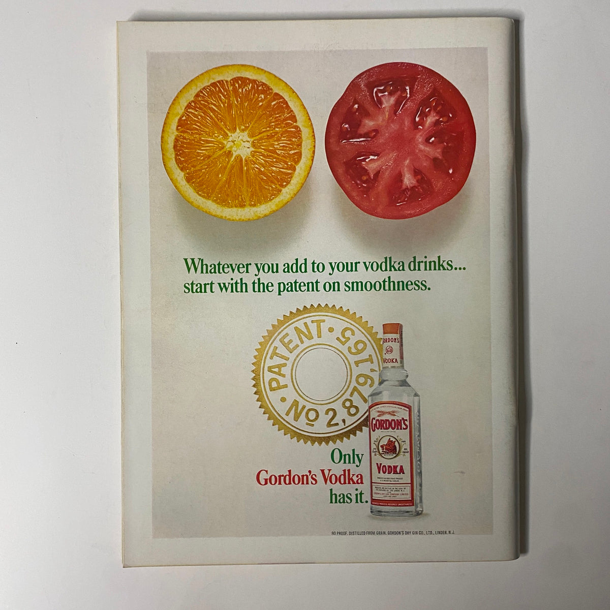 Vintage advertisement for Gordon's Vodka included in Playboy Magazine May 1967, illustrating fresh ingredients with a tagline about smoothness, from the issue titled 'Playboy Magazine May 1967 Playmate Anne Randall w Centerfold No Label VG'.