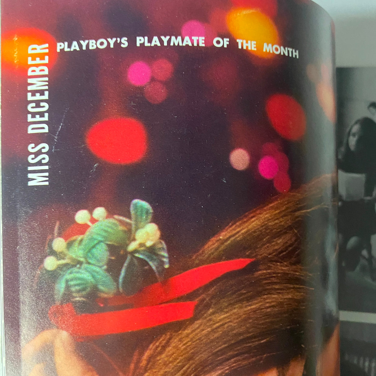 Highlight of Playmate of the Month feature in Playboy Magazine December 1966, showcasing Susan Bernard with festive imagery.