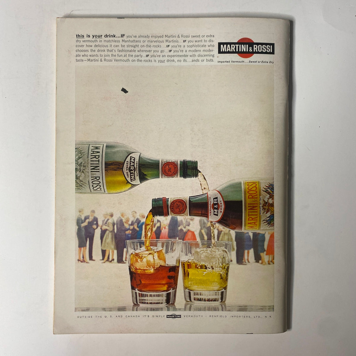Advertisement page from Playboy Magazine June 1964 for Martini & Rossi vermouth featuring a stylish beverage pour.