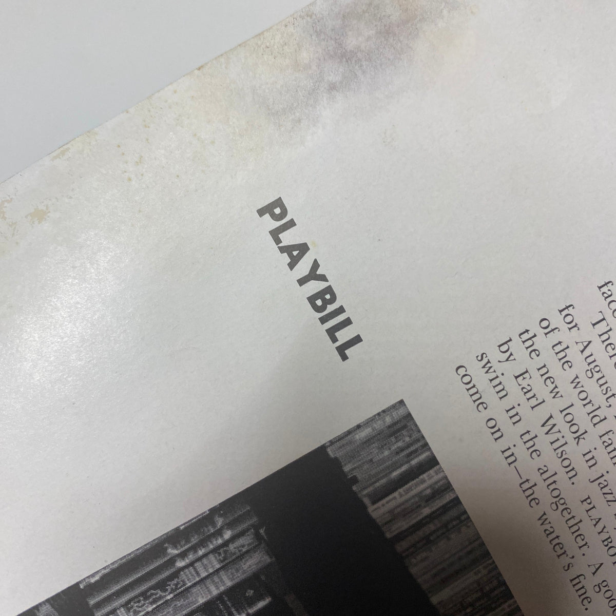 Playboy Magazine August 1955 detailing the upper section of a page labeled 'PLAYBILL,' indicative of the magazine's diverse offerings.