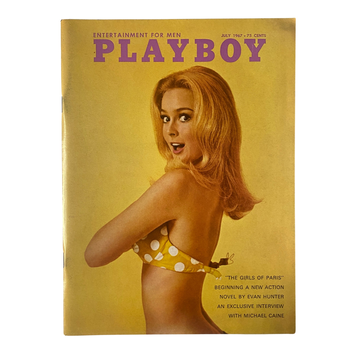 Cover of Playboy Magazine July 1967 featuring Heather Ryan, showcasing her in a stylish polka dot bikini, representing vintage pop culture.