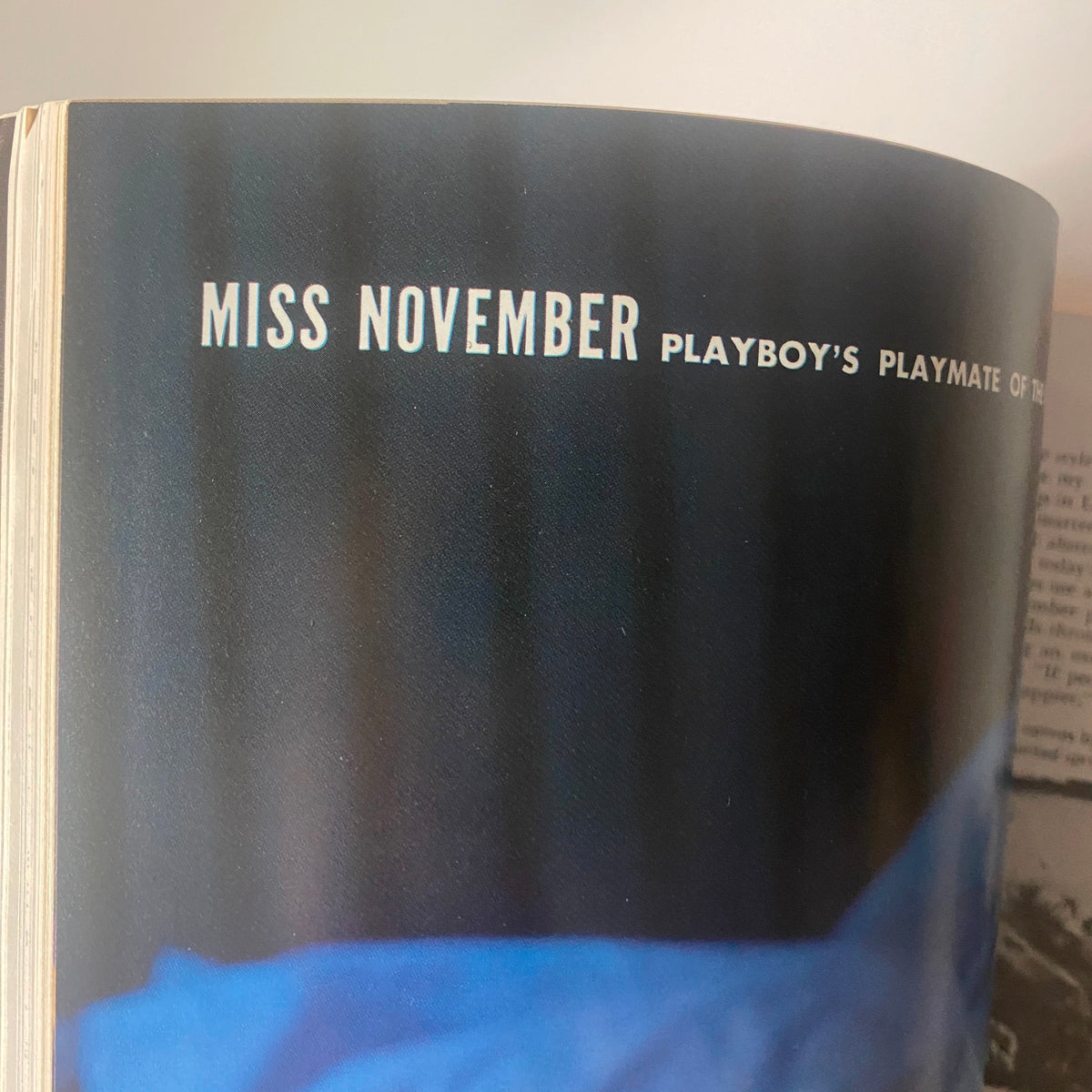 Inside page of Playboy Magazine November 1968 highlighting 'Miss November', celebrating Paige Young as Playboy's Playmate of the Month, part of a historic vintage magazine collection.