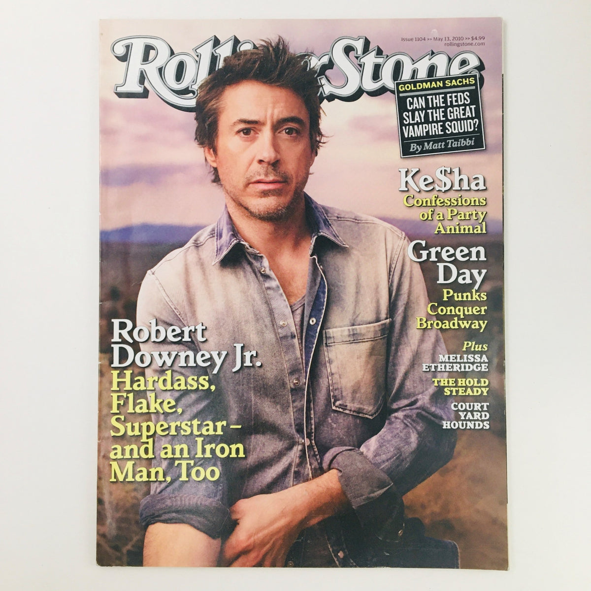 Rolling Stone Magazine #1104 featuring Robert Downey Jr. on the cover, published May 13, 2010. Includes articles about Kesha and music culture of the early 2010s.