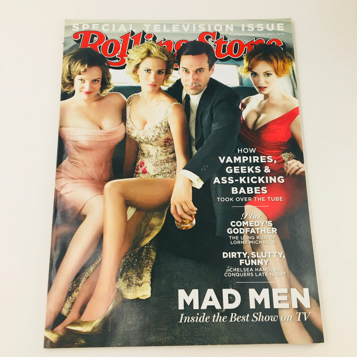 Rolling Stone Magazine September 16, 2010 issue featuring Jon Hamm and the cast of Mad Men, showcasing stunning photography and articles about pop culture, TV shows, and entertainment.