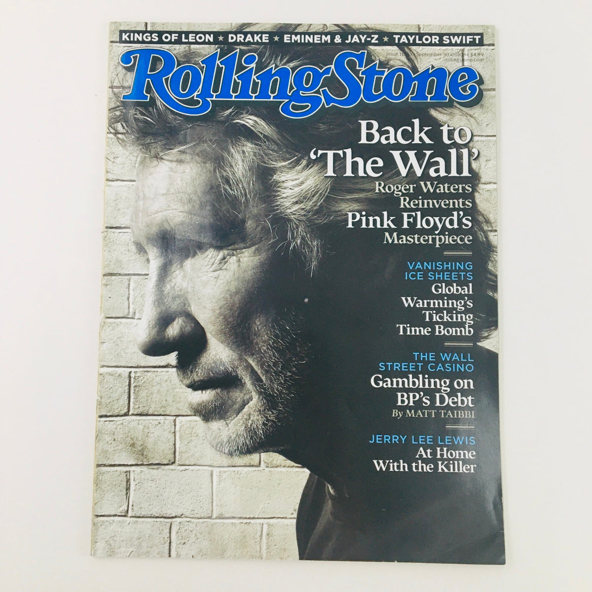 Rolling Stone Magazine cover from September 30, 2010, featuring Roger Waters, highlighting 'The Wall' and showcasing the legacy of Pink Floyd's iconic masterpiece.