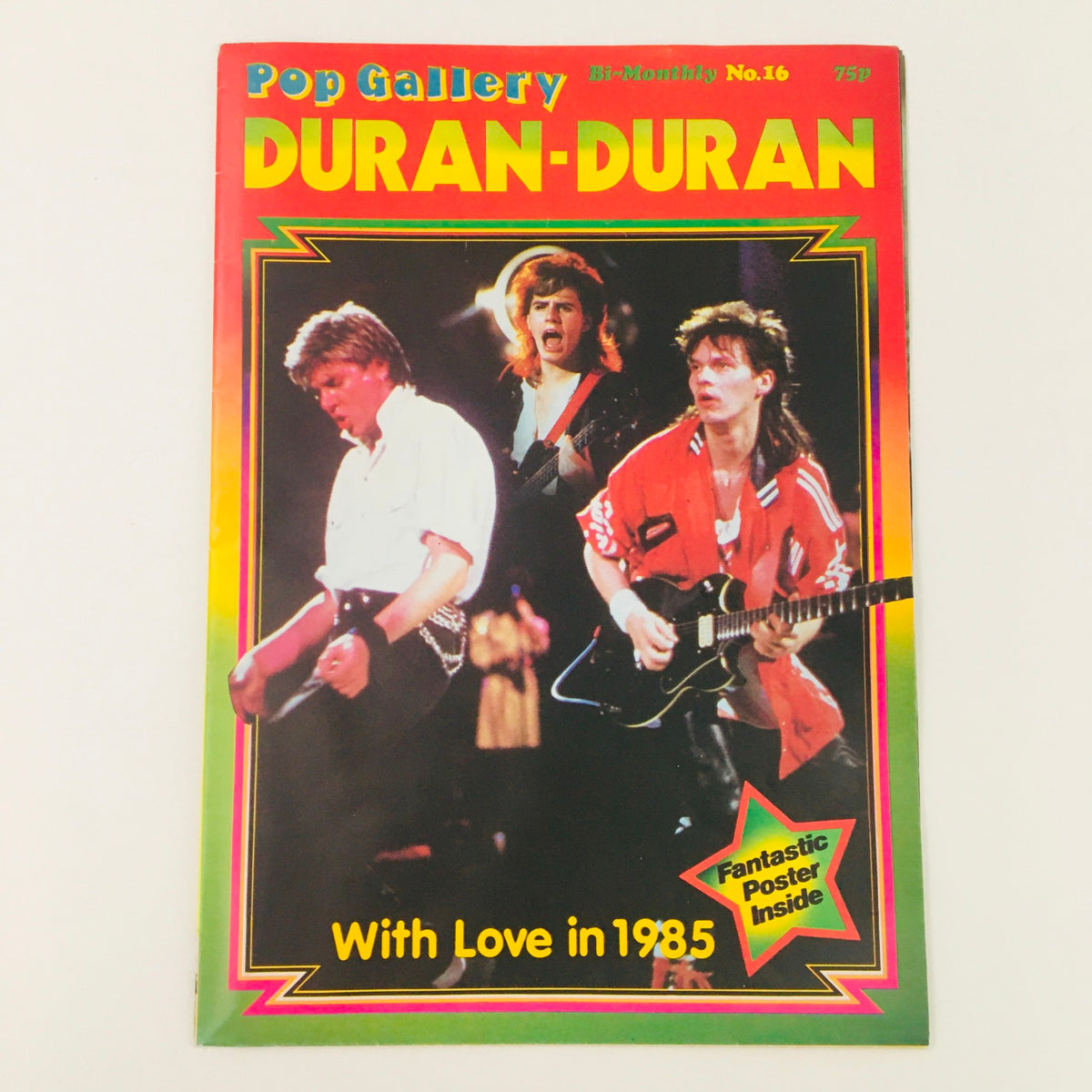 Cover of Pop Gallery Poster Magazine #16 featuring Duran-Duran, 1985, showcasing vibrant colors and band photographs, a collectible magazine from the '80s.