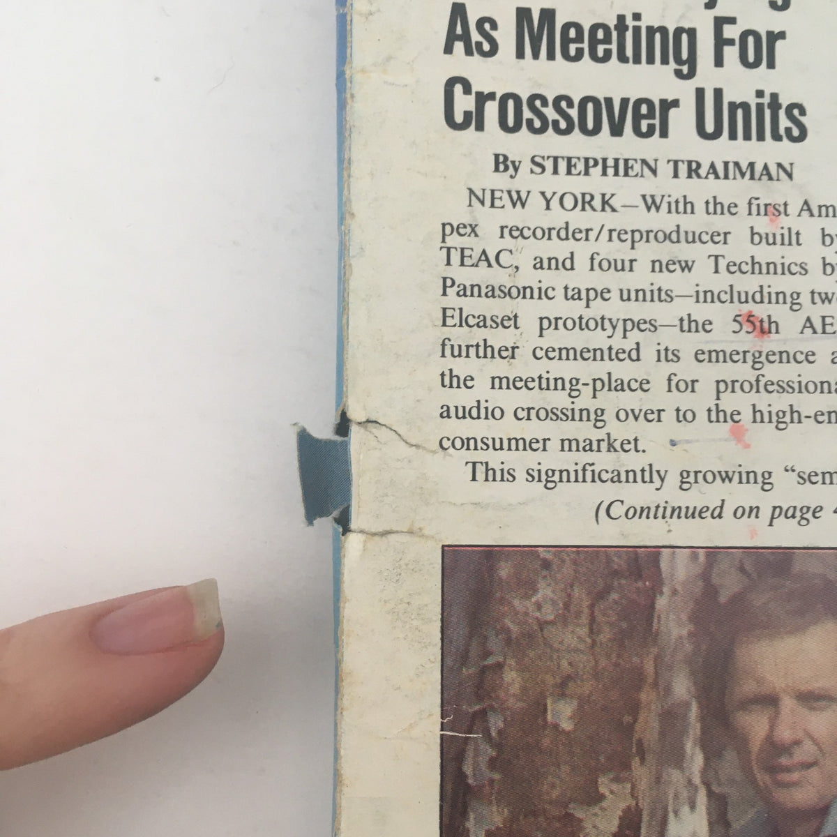 Billboard Newspaper November 6 1976 Mel Tillis & Beatles Reunited Cutout Disks featuring side profile of an article, showing text about audio equipment and crossover units.