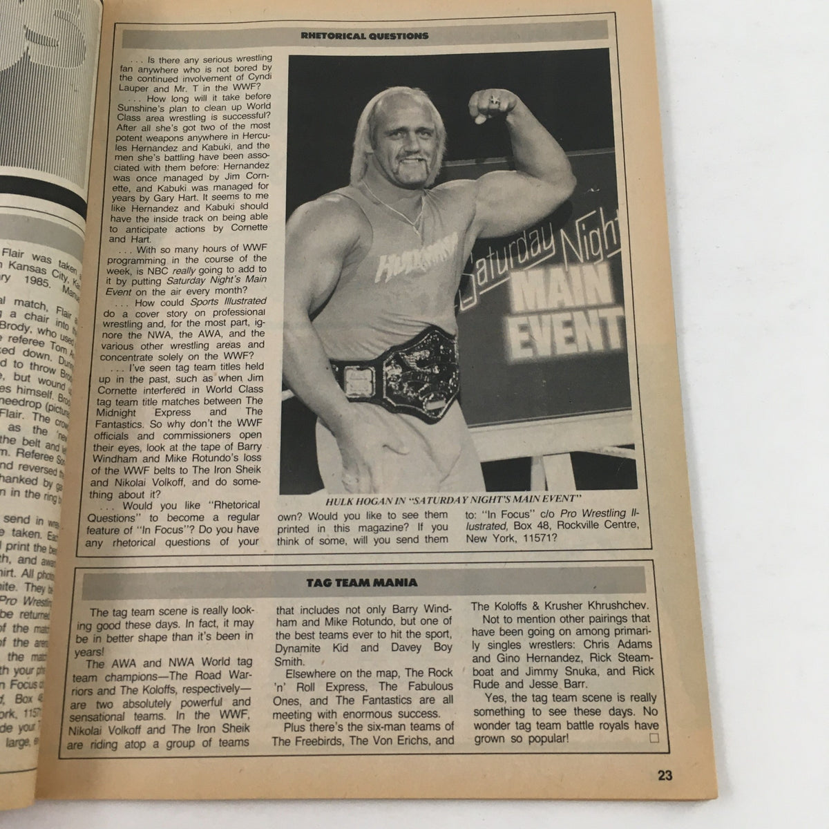 Pro Wrestling Illustrated Magazine September 1985 with a photograph of Hulk Hogan posing in his wrestling attire.