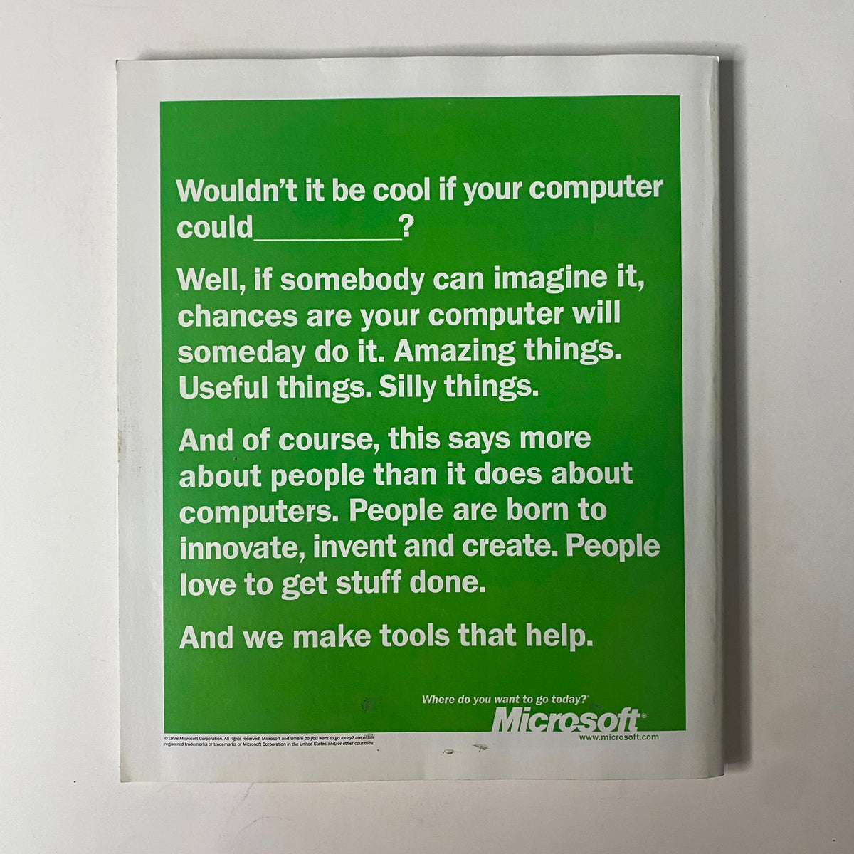 Advertisement page from Martha Stewart Living Magazine March 1999 Special Gardening Issue, featuring a retro Microsoft ad with a green background discussing computer innovation.