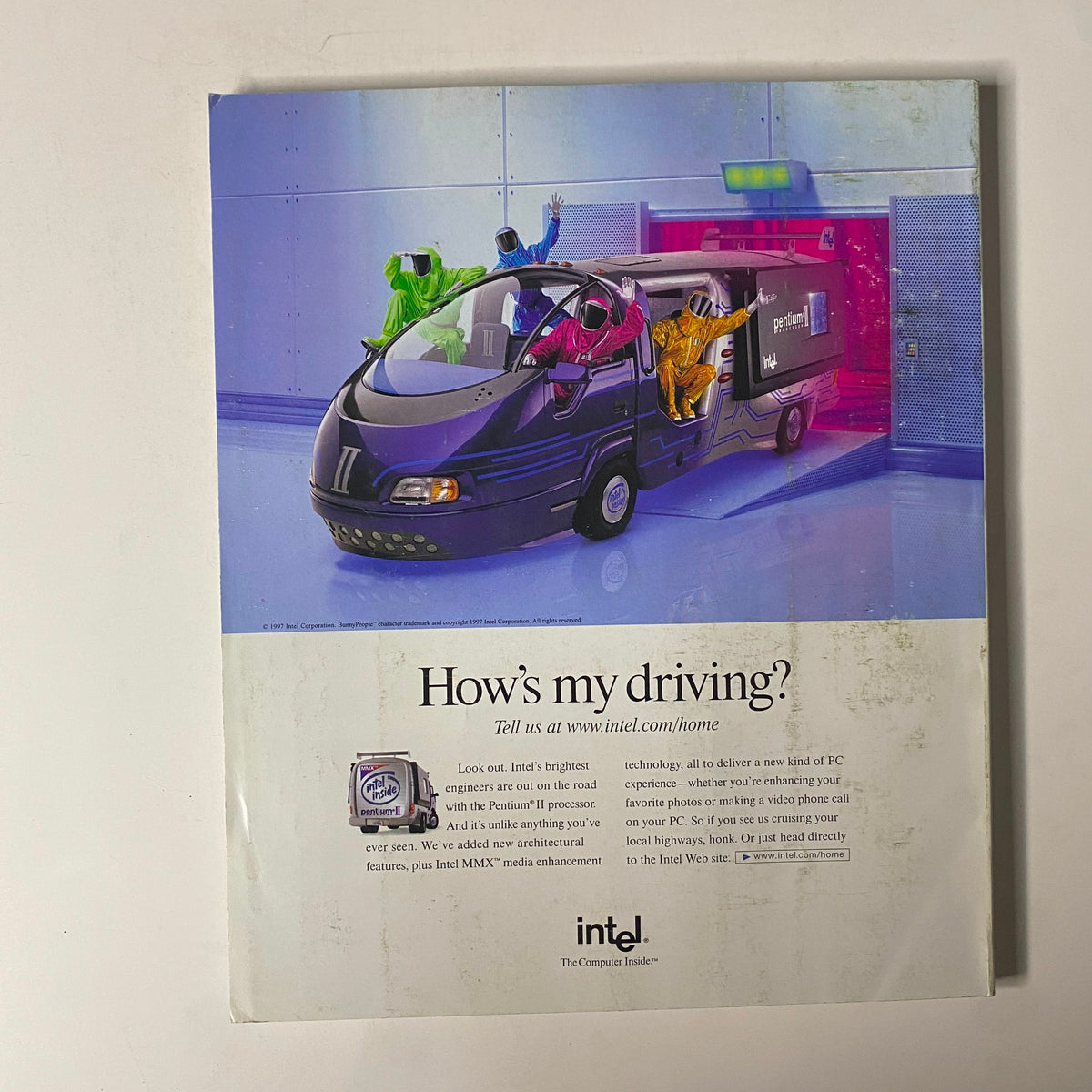 Back cover of Martha Stewart Living Magazine November 1997 featuring an advertisement for Intel processors with a colorful design.