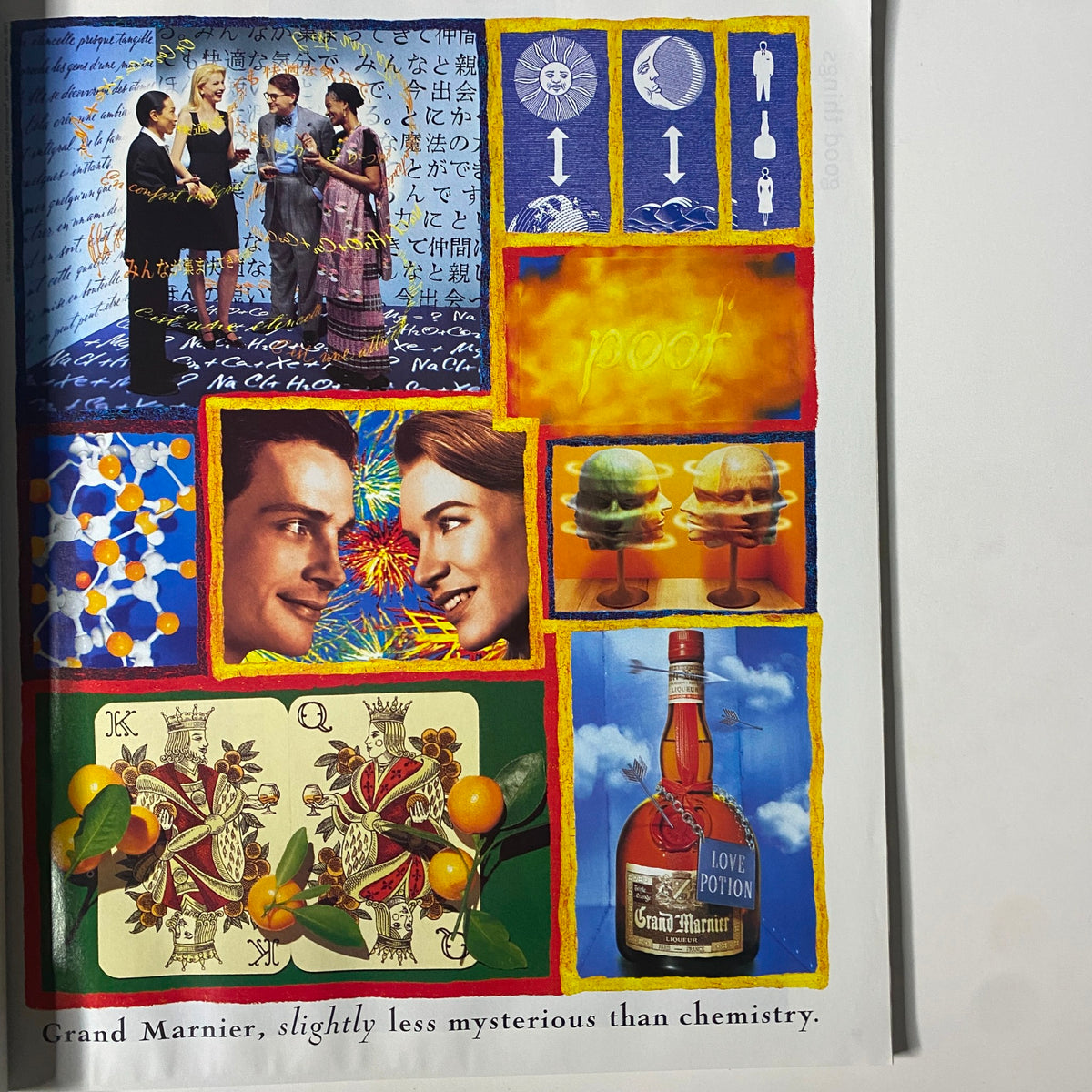 Colorful collage page from Martha Stewart Living Magazine March 1996, featuring images related to food, drinks, and social occasions.